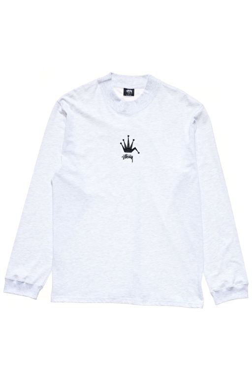 Stussy Mens Crown Long Sleeve T Shirt White - DHUNR8264